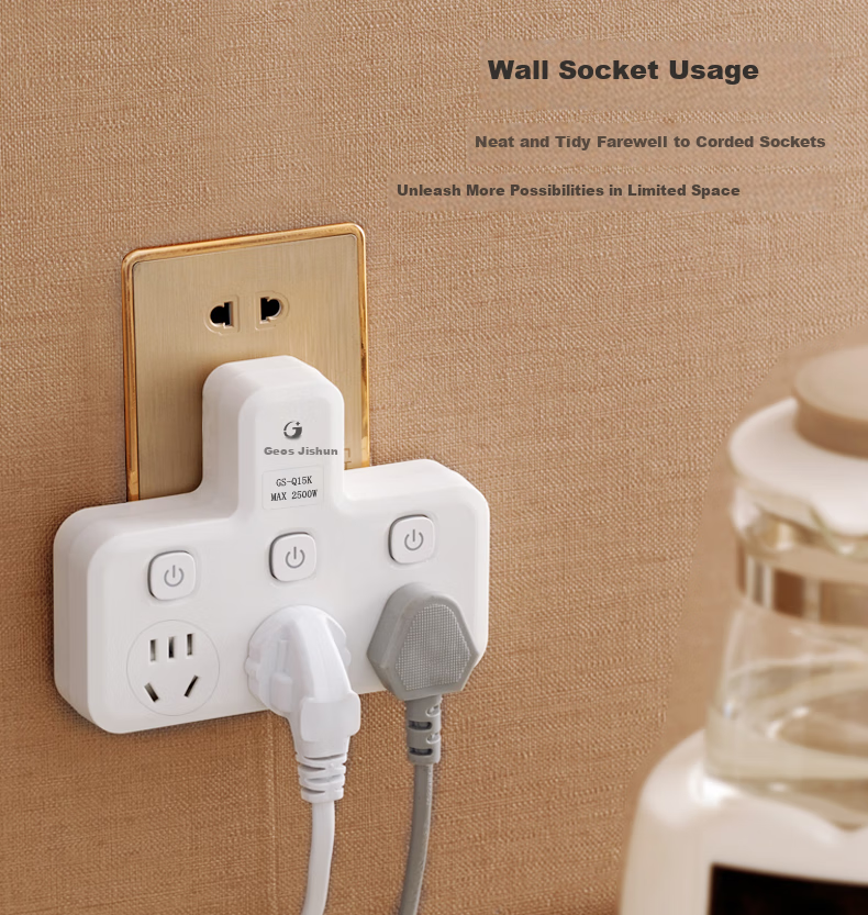 JS JISHUN Socket Extender, College Dormitory Power Strip Adapter, One-To Converter Plug, Multi-Outlet Power Strip 6