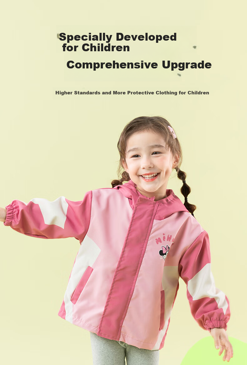 Disney Spring And Autumn Travel Children's Clothing, Girls' Cartoon Three-In Protective Wear-Resistant Breathable Hooded Jacket, Light Purple, Size 120 7