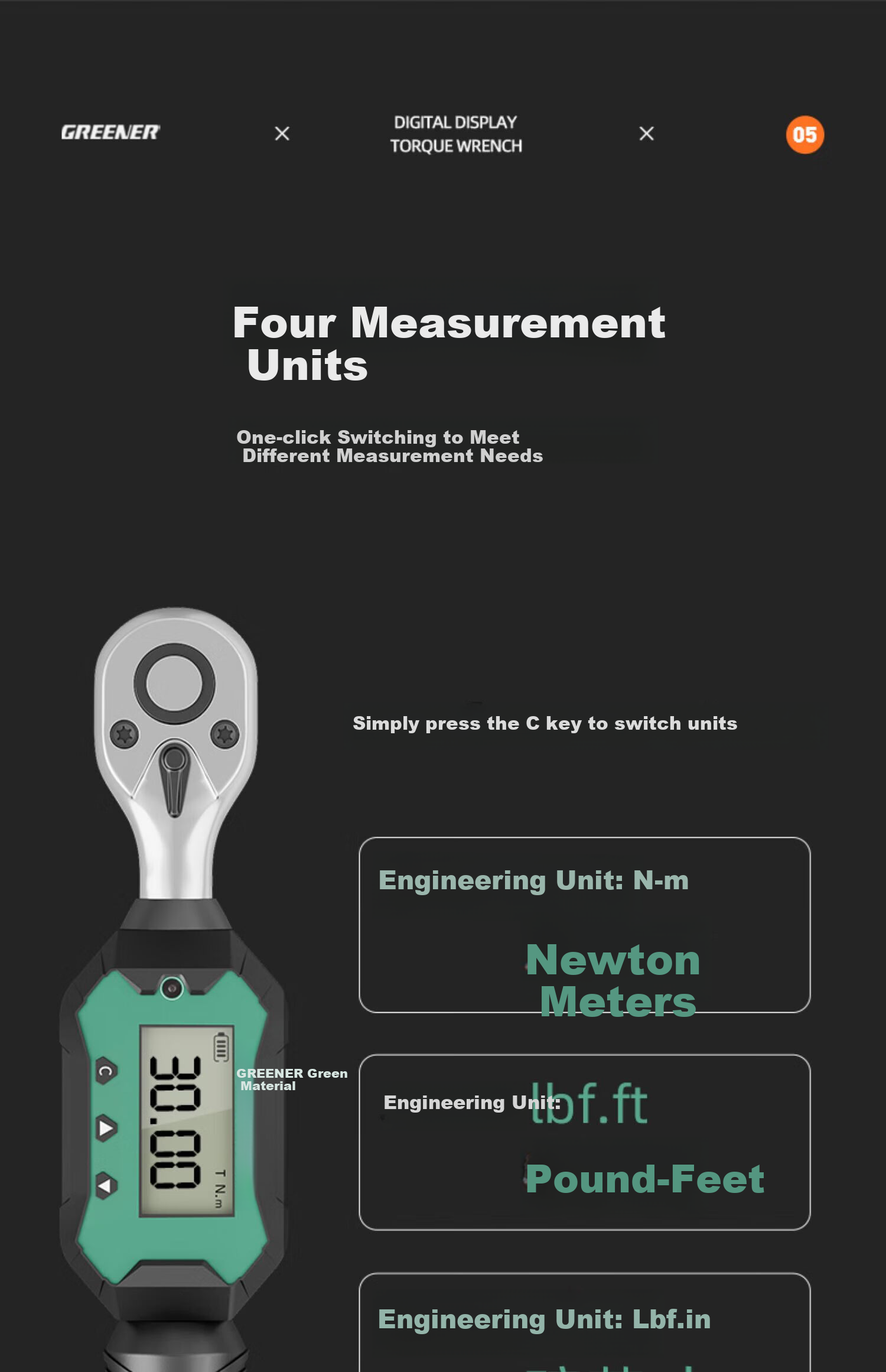 GREENER 1/4 Small Digital Torque Wrench, 0.9-30Nm High-Precision Industrial Ratchet Torque Set for Home And Motorcycle Use 11