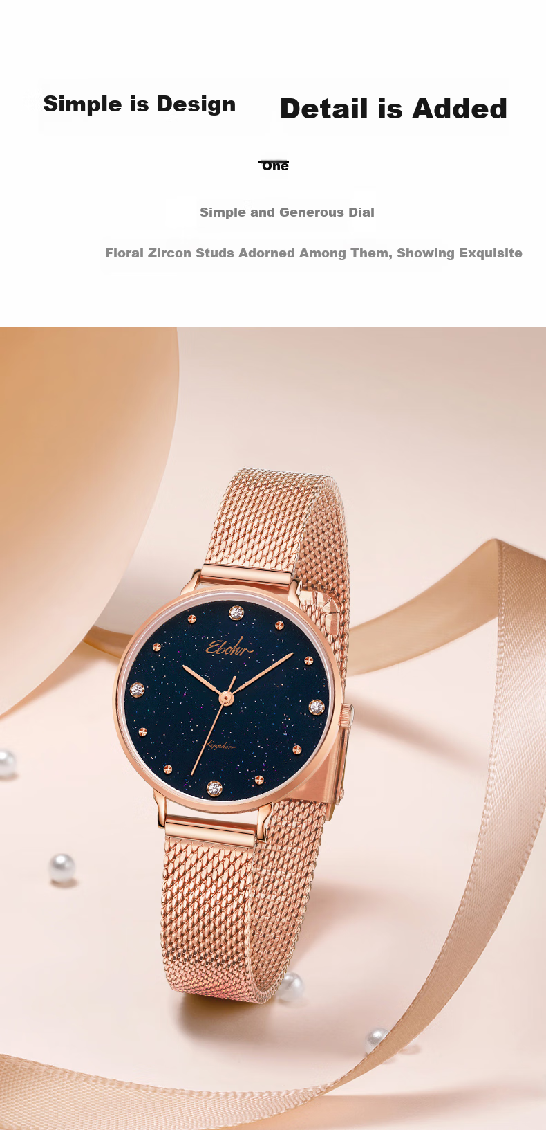 EBOHR Women's Watch, Kanaman Starry Sky Braided Quartz Ladies' Watch Gift Box Birthday Holiday Gift 51500221 3