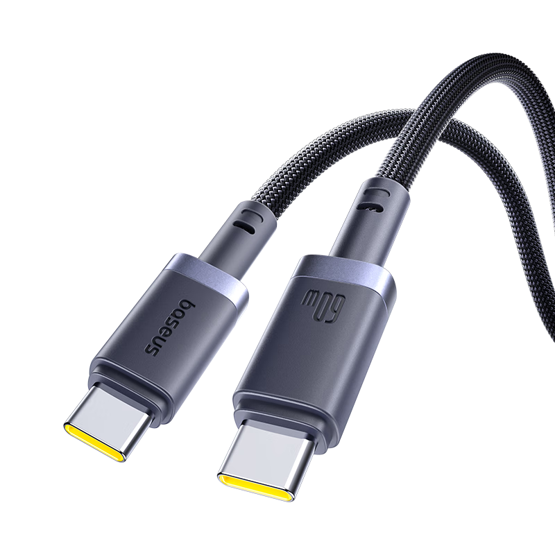 Baseus Apple 17/16/15 Type-C Charging Cable Dual-Head PD 60W Fast Charge CTOC 3A Car-Compatible for iPhone Huawei Mate70 Laptop 2M Gray