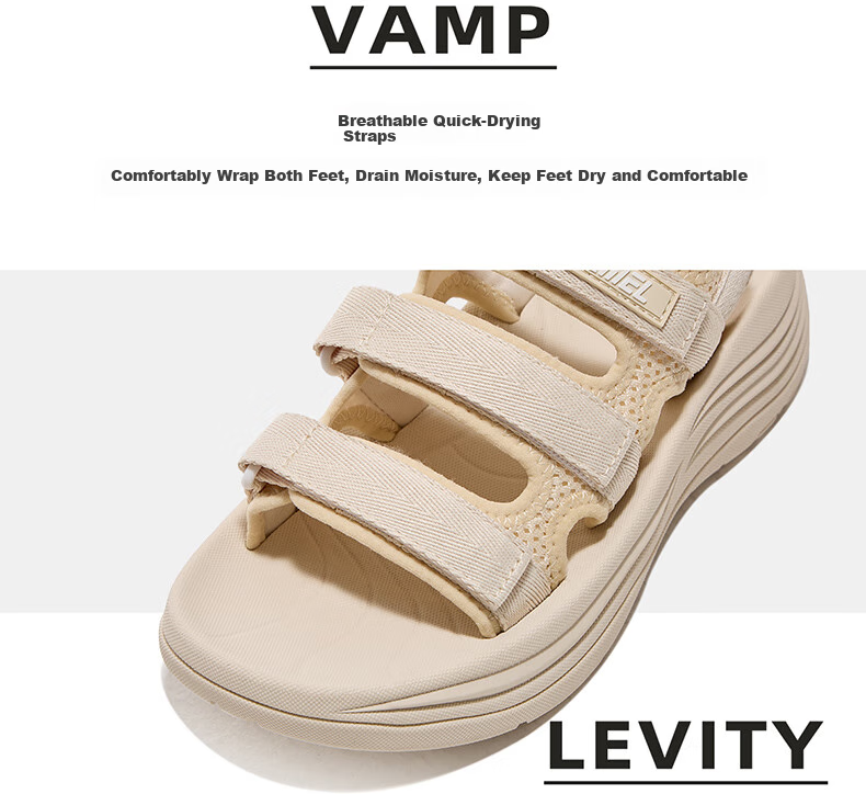 CAMEL Wave Sports Sandals for Women, Breathable Thick-Soled Velcro Beach Shoes X25B16L2039 Milk White/Purple 36 9