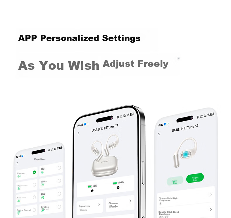 UGREEN HiTune S7 Air [Major Upgrade] Bluetooth Earphones, In-Ear Bone Conduction Open-Style Sports Running Translation Headphones, Compatible with Apple Huawei Xiaomi Black 32