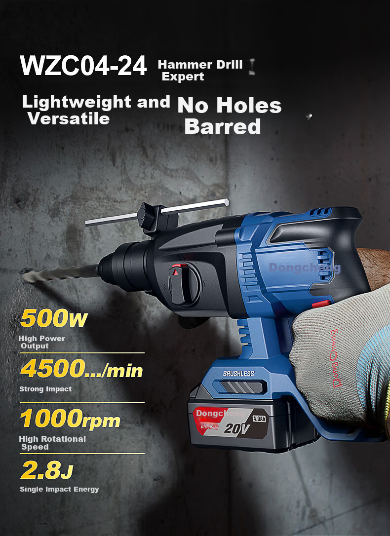 Dongcheng 20V Brushless Lithium-Ion Rotary Hammer Drill, Electric Pick, Electric Drill, Three-In WCKIT16B Angle Grinder, Cutting Machine 6