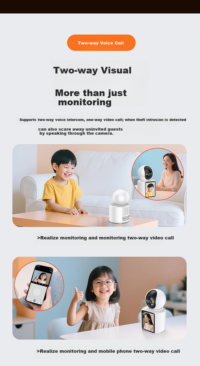 Newmine Wireless AI Camera for Home Indoor Use, High-Definition 8MP Dual-Way Video Call with Mobile Remote Monitoring, 360-Degree Coverage, Night Vision, Panoramic View, And Voice Control 13