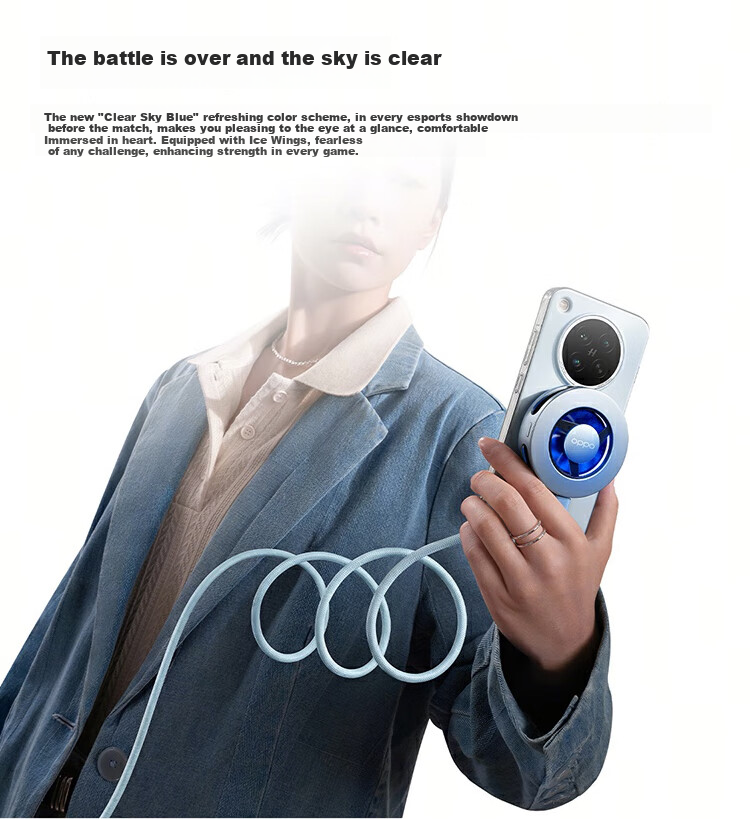 OPPO 27W Ice Wing Magnetic Cooling Back Clip, Sky Blue, Magnetic Design, Instant Cooling, Live Streaming And Gaming Essential, Compatible with OnePlus, Huawei, IPhone 17 Series AI 6
