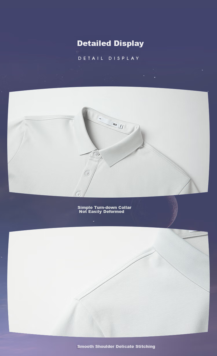 HLA Short-Sleeve Polo Shirt for Men, Three-Body Collaboration Series, Cool-Feeling Short Sleeves for Men, Summer Wear 10