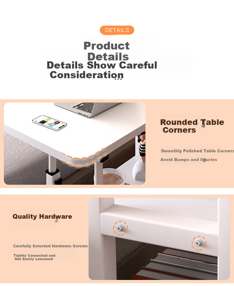 Qishengmingyuan LC-169 Double-Layer Bedside Computer Desk, Adjustable Height Laptop Office Mobile Sofa Table for Dining, 40*80 Small Table 9