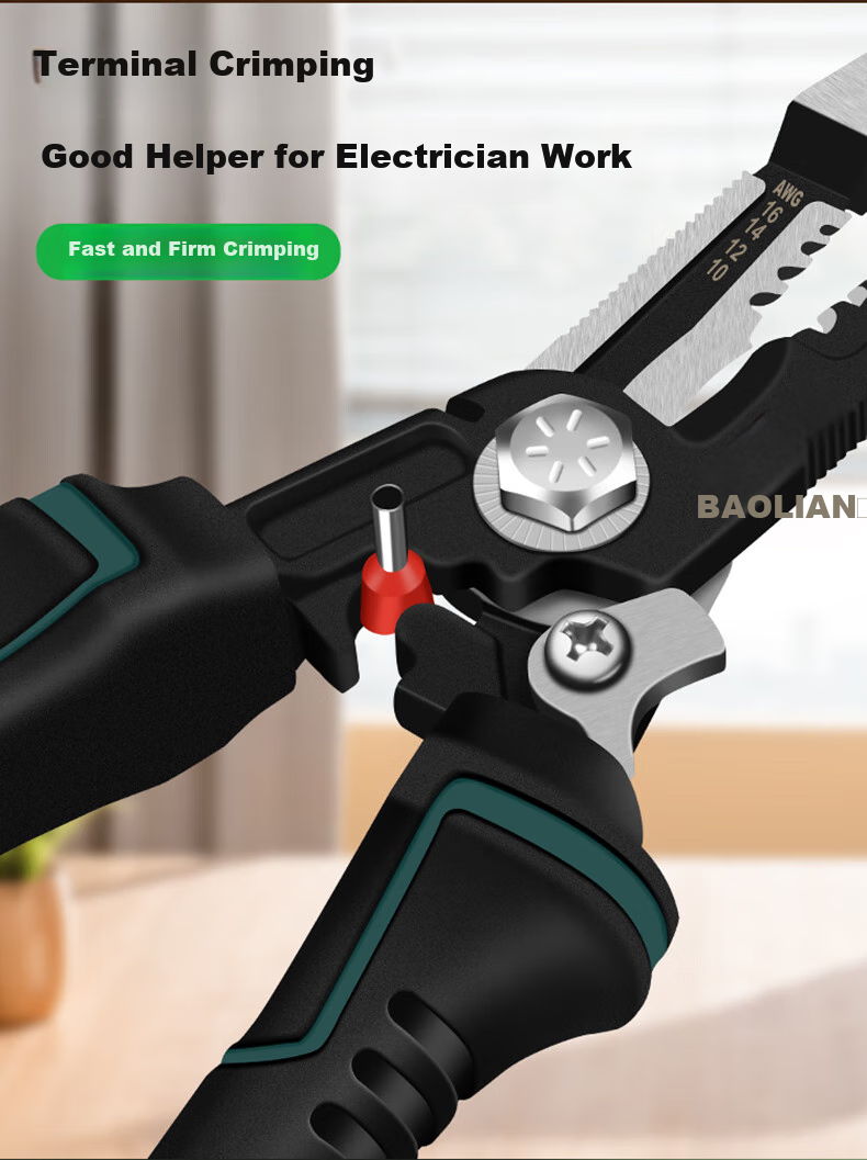 Baolian Electrician's Pliers, Multi-Functional Wire Cutters, Tiger Pliers, Universal Pliers, Electrician's Needle-Nose Pliers, Electrician's Pliers, Wire Cutters, Hand Pliers 5