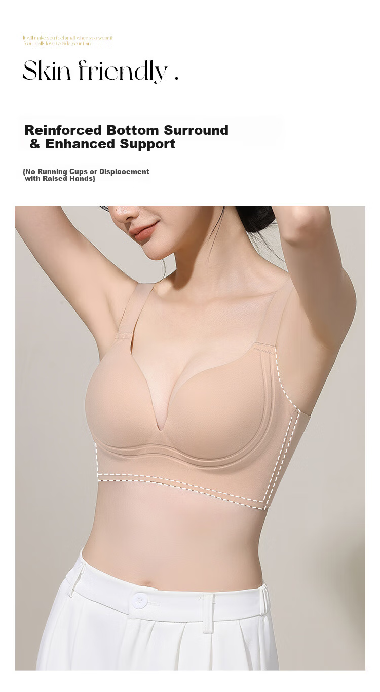 GRACEWELL Seamless Smooth Lift And Push-Up Bra for Women, Anti-Sagging, Minimizing for Large Breasts, Adjustable Wireless Brassiere 4