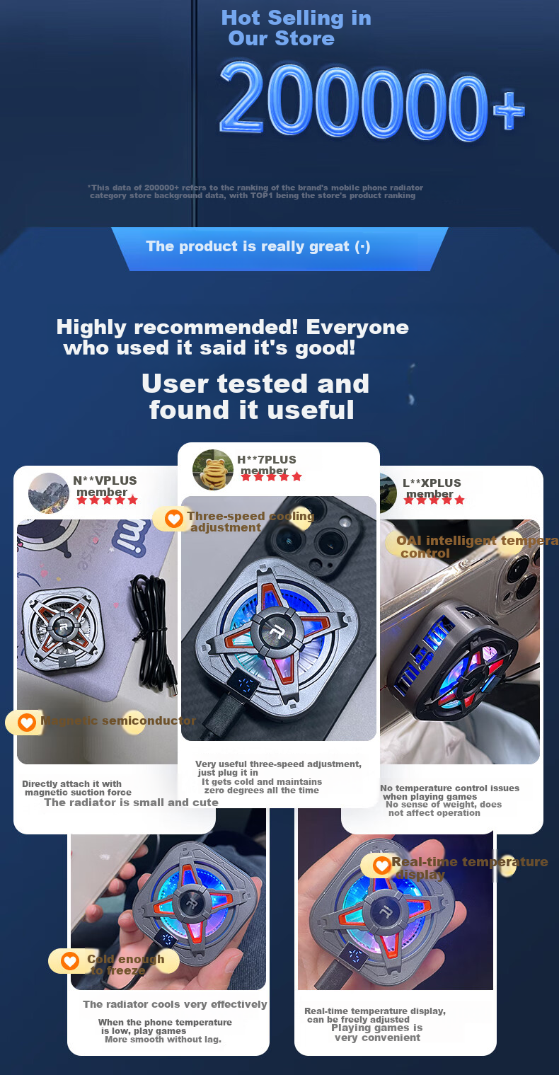REMAX REMAX Magnetic Phone Cooler, Gaming And Live Streaming Cooling Device, Lightweight at Only 63g, Semiconductor Cooling Back Clip, Suitable for Apple Tablets, Red Magic, IQOO AI 1