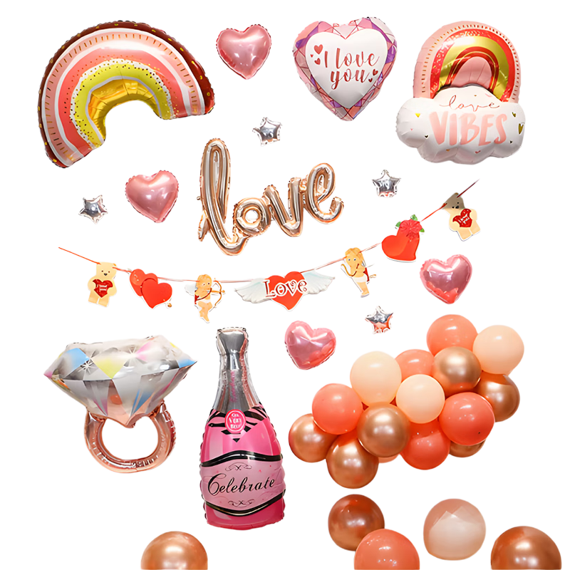 Kuyibao Wedding Engagement Love Aluminum Foil Balloon Decorations for Shops, 520 Valentine's Day Romantic Wedding Room Atmosphere Scene Decorations