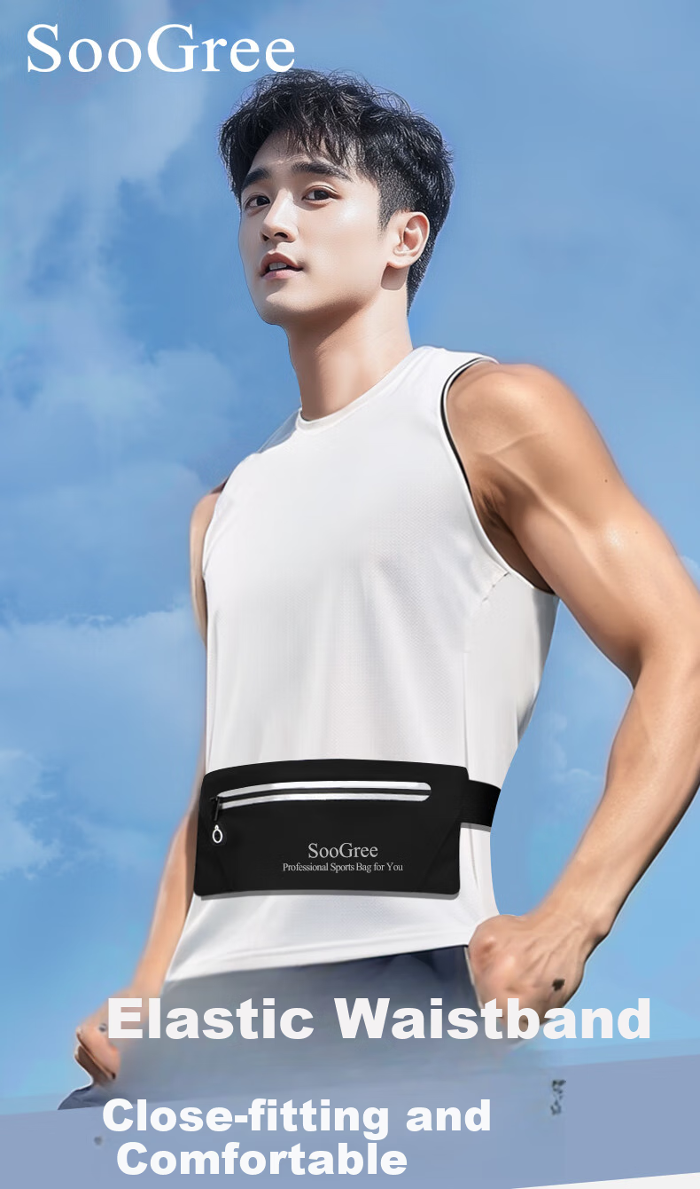 SooGree Sports Running Phone Waist Pack for Men And Women, Multifunctional Large Capacity Storage Portable Waterproof Reflective Strip with Earphone Hole 1