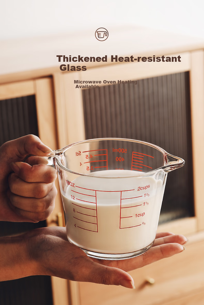 CRISTALGLASS Milk Cup for Home Use with Scale, Heat-Resistant Glass Cup, Baking Measuring Cup, Children's Breakfast Cup, Egg Beating Measuring Cup for Kitche 2