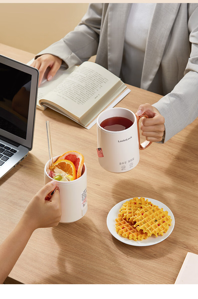 LOCK&LOCK Mini Health Pot, Water Kettle, Health Cup, Mini Flower Tea Pot, Hot Milk Electric Cooking Cup, Electric Stewing Cup, Electric Heating Water Cup, Water Boiler, Ceramic Coating Inner Liner, 0.35L 18