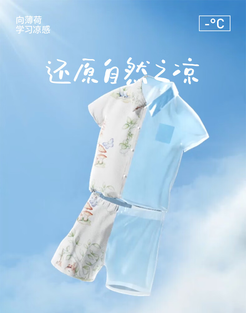 Beitaisi Children's Pajamas, Breathable New Home Wear Set, Thin Cool-Feeling Baby Summer Short-Sleeve Clothes 2