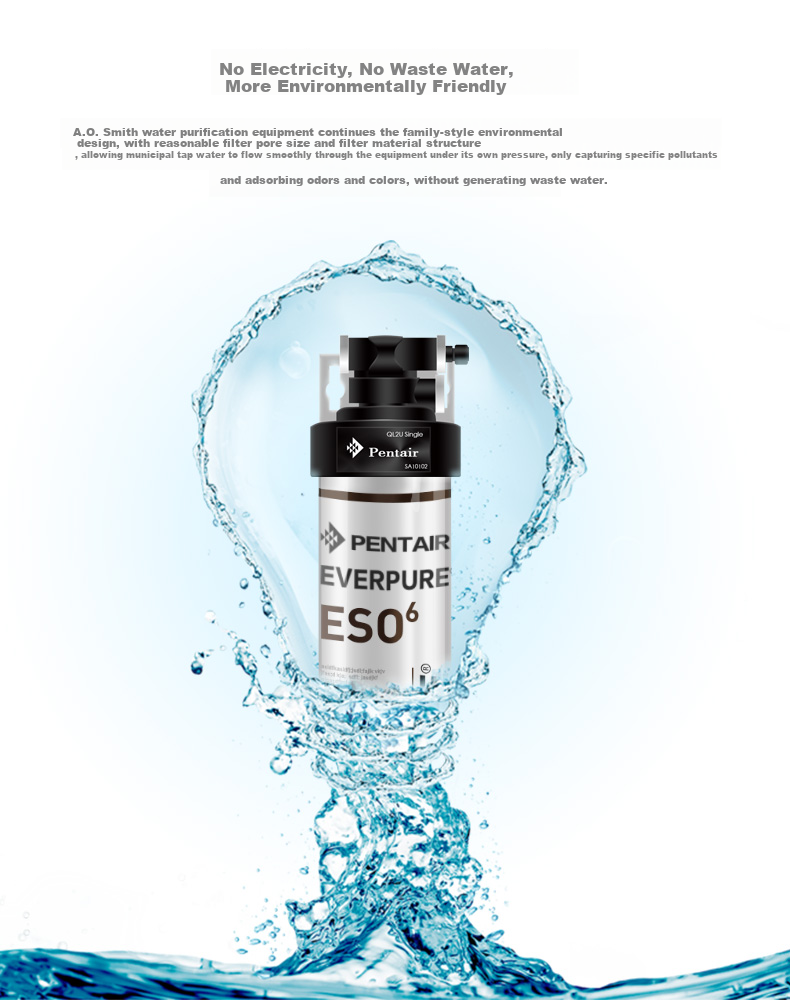Everpure Home Direct Drinking Water System, 5-Stage Filtration with Zero Wastewater, Suitable for Mothers And Babies, Retains Minerals, Water Purifier Softener Sing-ESO6 6