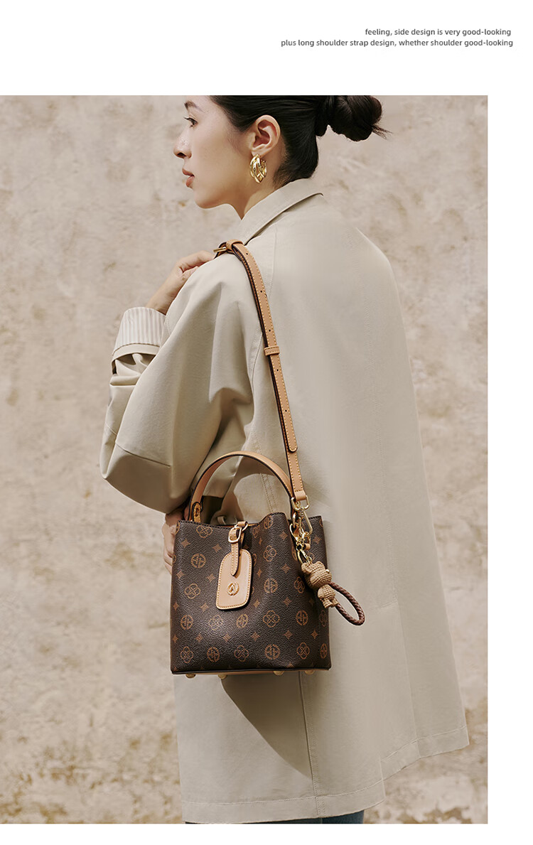 Aokang Women's Large Capacity Vintage Handheld Bucket Bag Luxury Crossbody Shoulder Bag Birthday New Year Gift for Girlfriend Wife 3