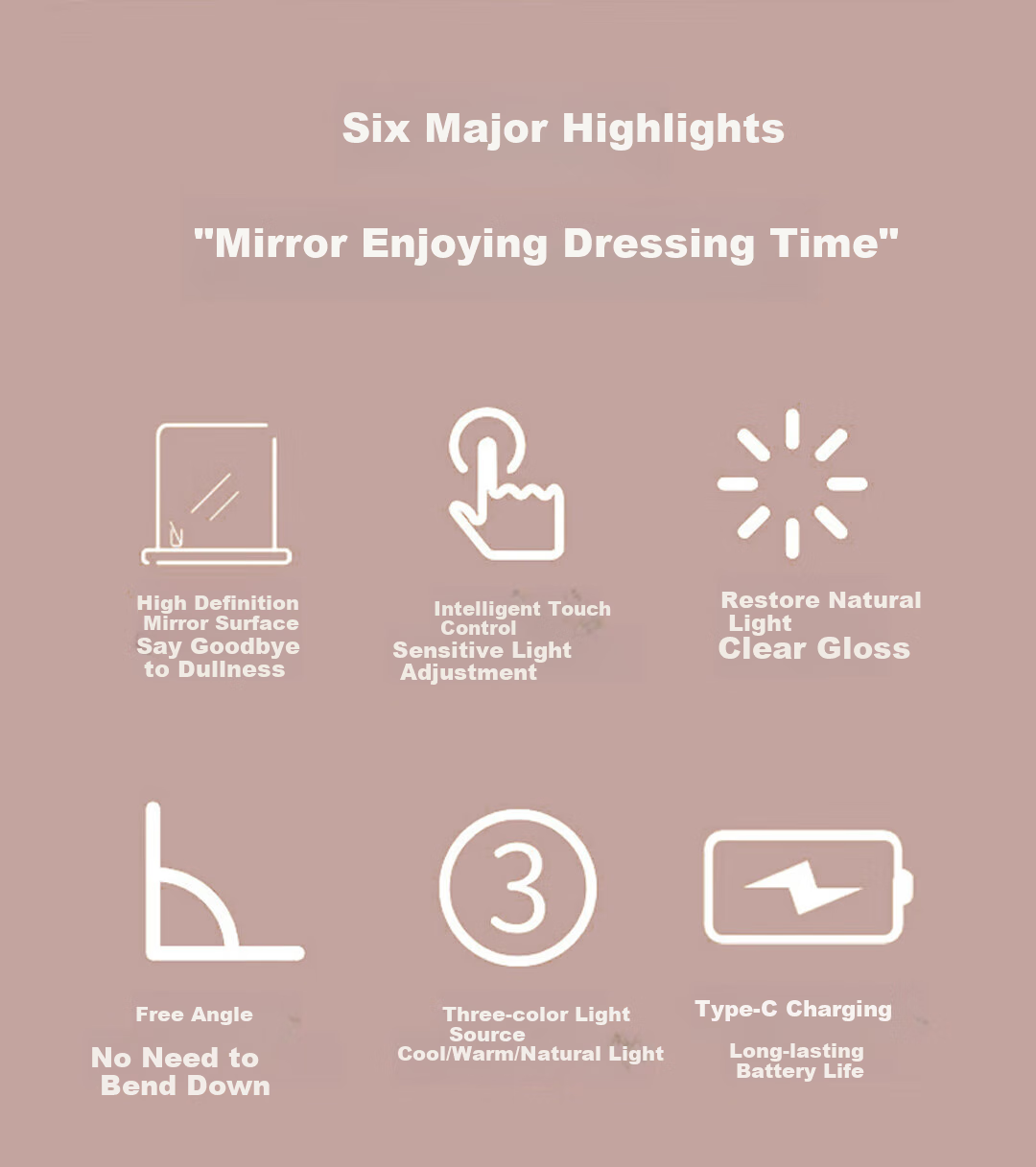 Meebordi Mirror Makeup Mirror with LED Light, Leather Student Folding Dressing Mirror, Portable Desktop Dorm Beauty Equipment, Birthday Gift, Cream White 2