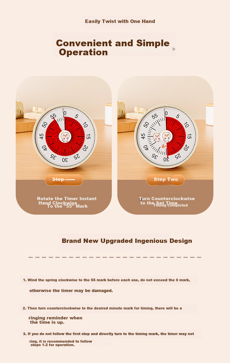 KATEI STORY Japanese Kitchen Timer-Specific Alarm Clock, Timer, Mechanical Visual Time Display, Magnetic Countdown Reminder 8