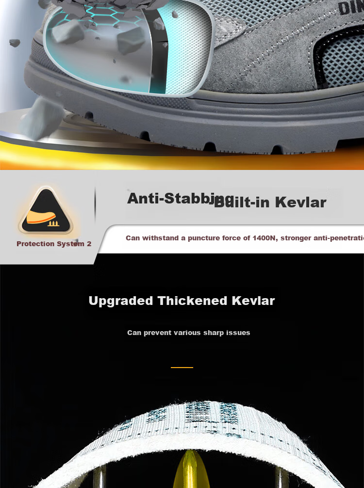 Dinggu Safety Shoes for Men, Anti-Smashing And Puncture-Resistant, Lightweight Work Shoes, Construction Site Steel Toe, All-Season 1101kaqi W38 3