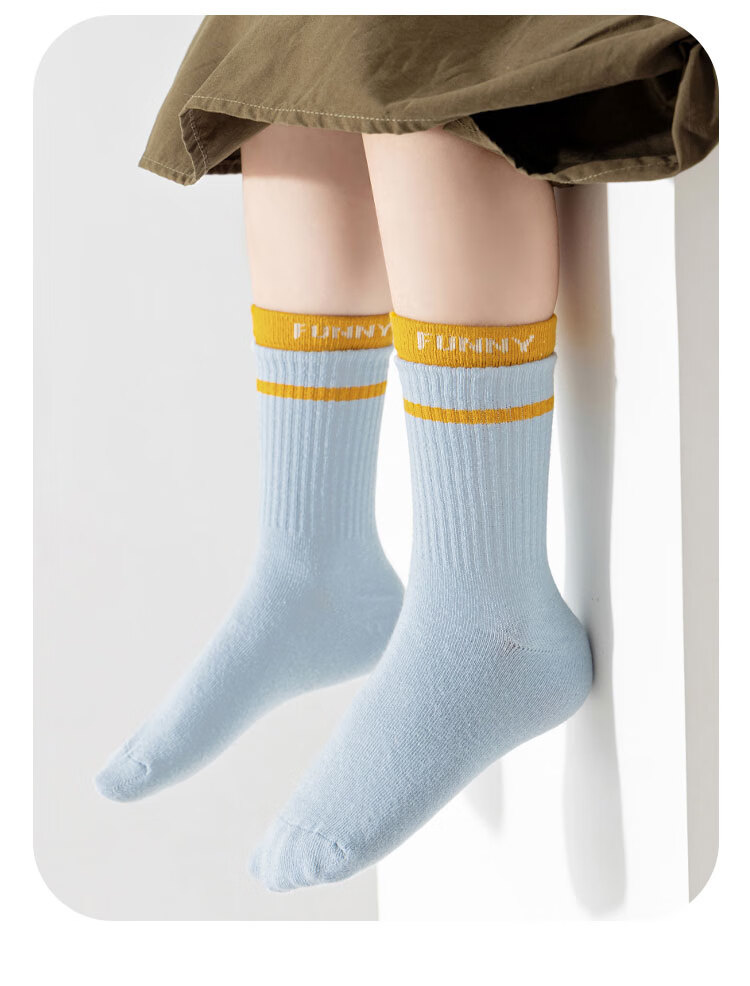 Yuzhaolin 5 Pairs Boys' Cotton Mid-Calf Sports Socks Spring Summer Youth Children's Seamless Long Socks for Boys and Girls 11
