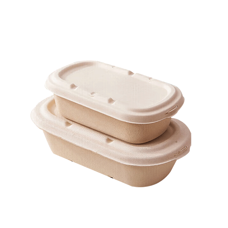 Jiamo Disposable Double Compartment Lunch Boxes, 850ml*50 Sets, Salad Bento Boxes, Biodegradable Sugarcane Pulp Takeout Packaging, Fast Food Containers