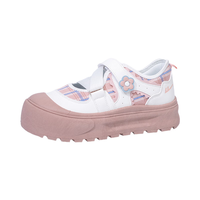 Warrior Women's New Thick-Soled Casual White Sneakers L643C White/Pink Size 36