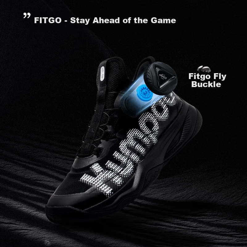 KUMPOO Badminton Shoes, Shock-Absorbing, Breathable, Wear-Resistant, Button Laces, Sports Shoes, Houyi PRO KH-G826S, Black, Size 37