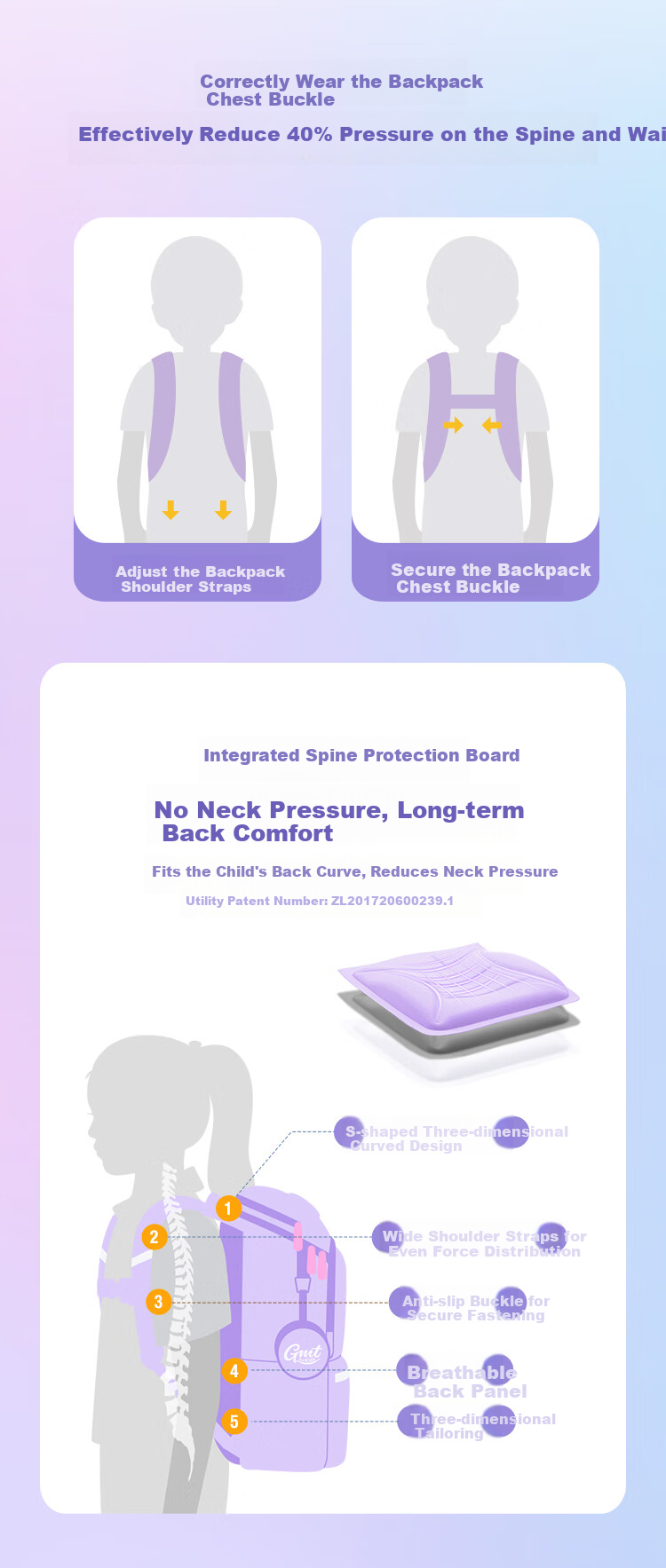 Gmt for Kids Backpack, Lightweight Spine-Protecting Schoolbag with Large Capacity, for Primary School Students, Boys And Girls in Grades One to Three, Small Size with Ice And Snow Princess Desig 3