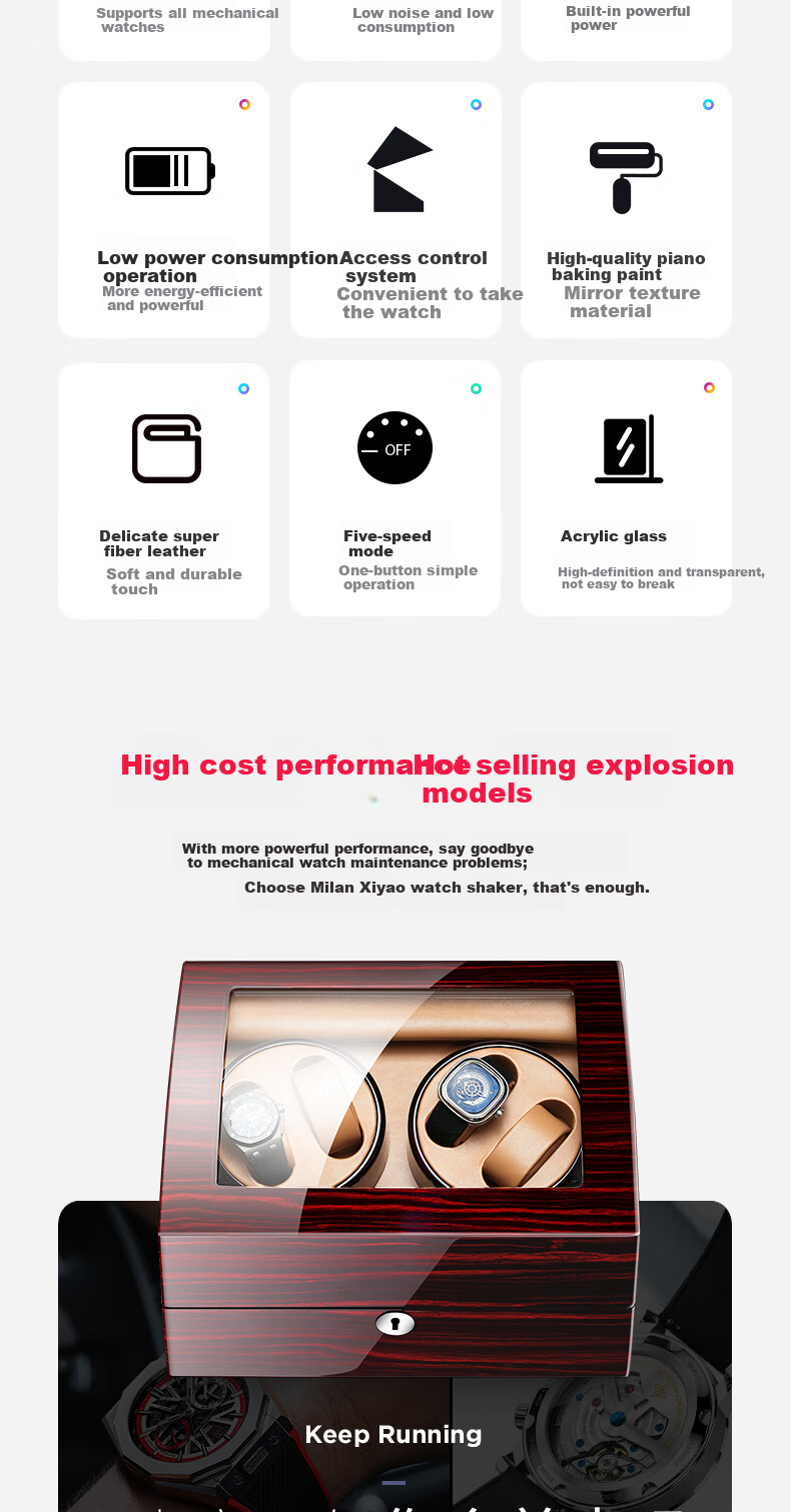 M&Q Watch Winder, Mechanical Watch Rotator, Watch Storage Box, Rotating Display Stand, Gift for Boyfriend, Girlfriend, Anniversary, Father's Day 2