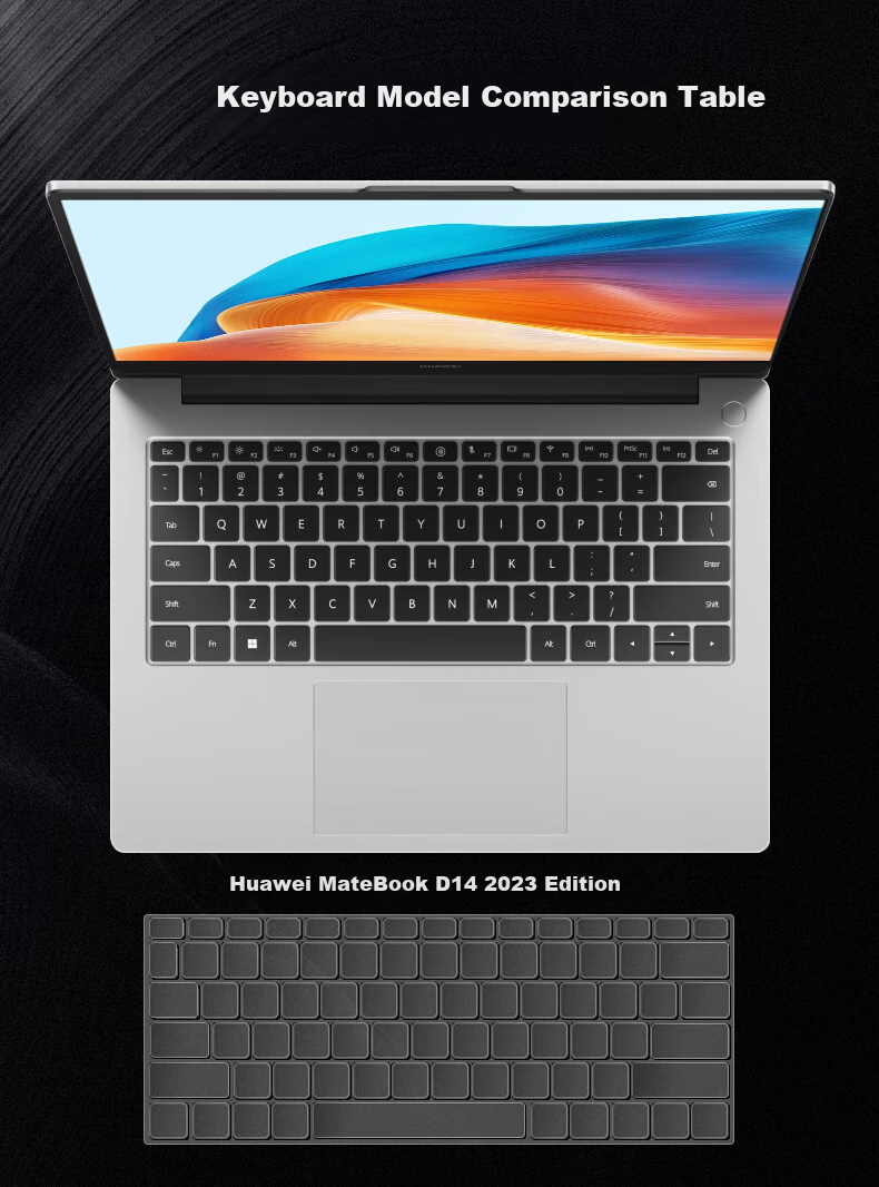 Jiasu Huawei MateBook D14/D14 SE V20 Keyboard Cover + HD Screen Protector, 2026/25 Model 14-Inch Laptop Protective Film Set 1
