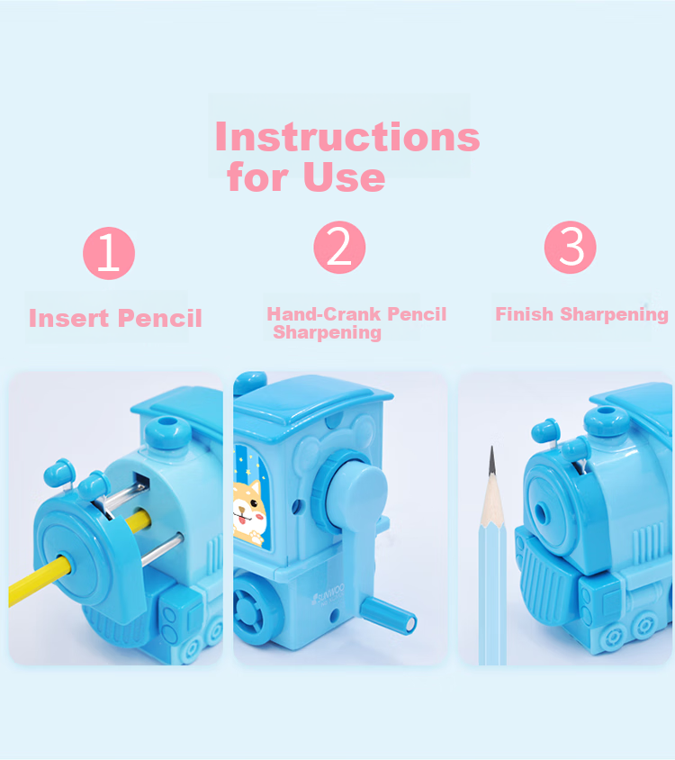 SUNWOOD Hand-Cranked Pencil Sharpener / Rotary Pencil Sharpener / Student Pencil Sharpener, Single Pack, Random Color, 5169 8