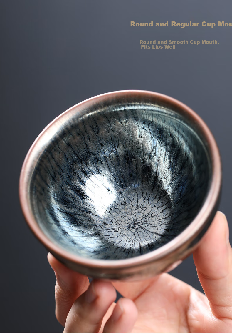 Yuanqingjiasheng Oil Drop Tea Cup, Tea Bowl, Host Cup, Tasting Cup, Tea Bowl, Personal Cup, Single Cup, Ceramic 15