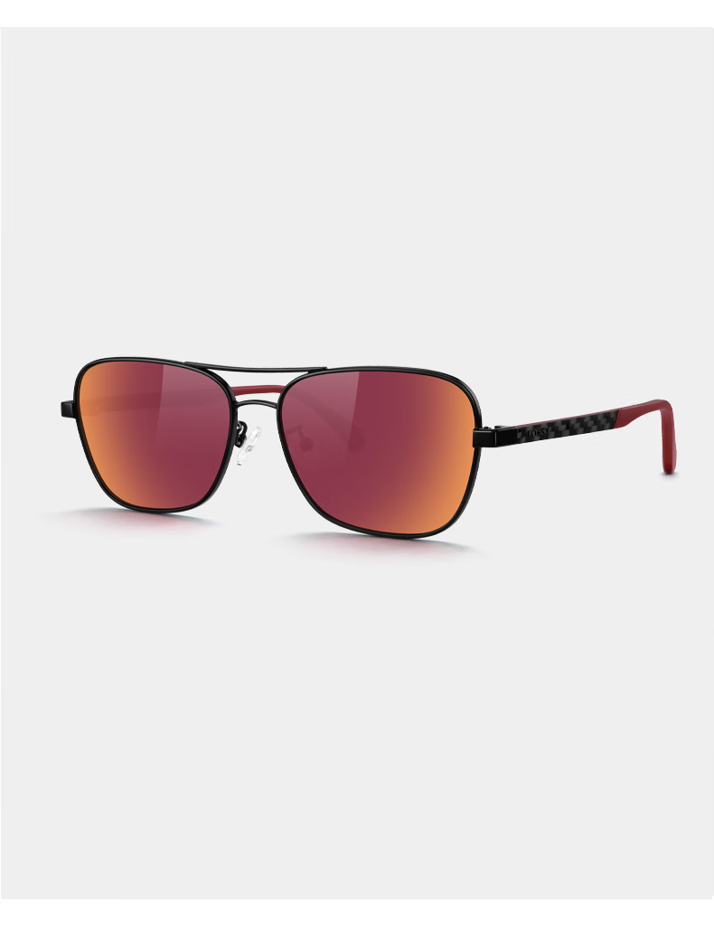 LOESY Double-Sided Coated Polarized Carbon Fiber Comfortable Square Sunglasses for Driving And Fishing, Sunset Red 2