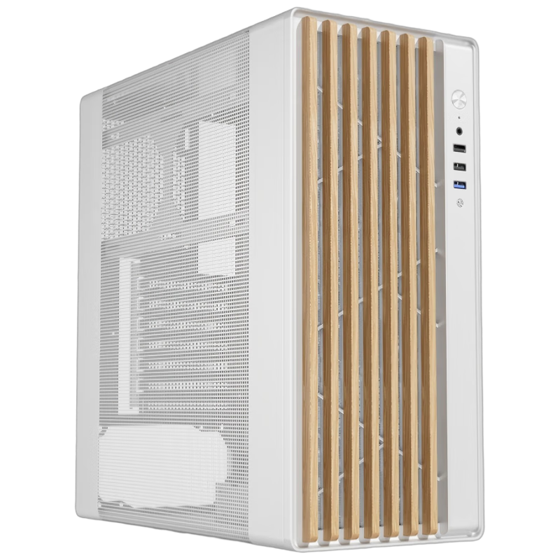 Aigo Yufeng N20 White Desktop Computer Case ATX Motherboard Wooden Airflow Chassis Grid Mesh Cooling Panel