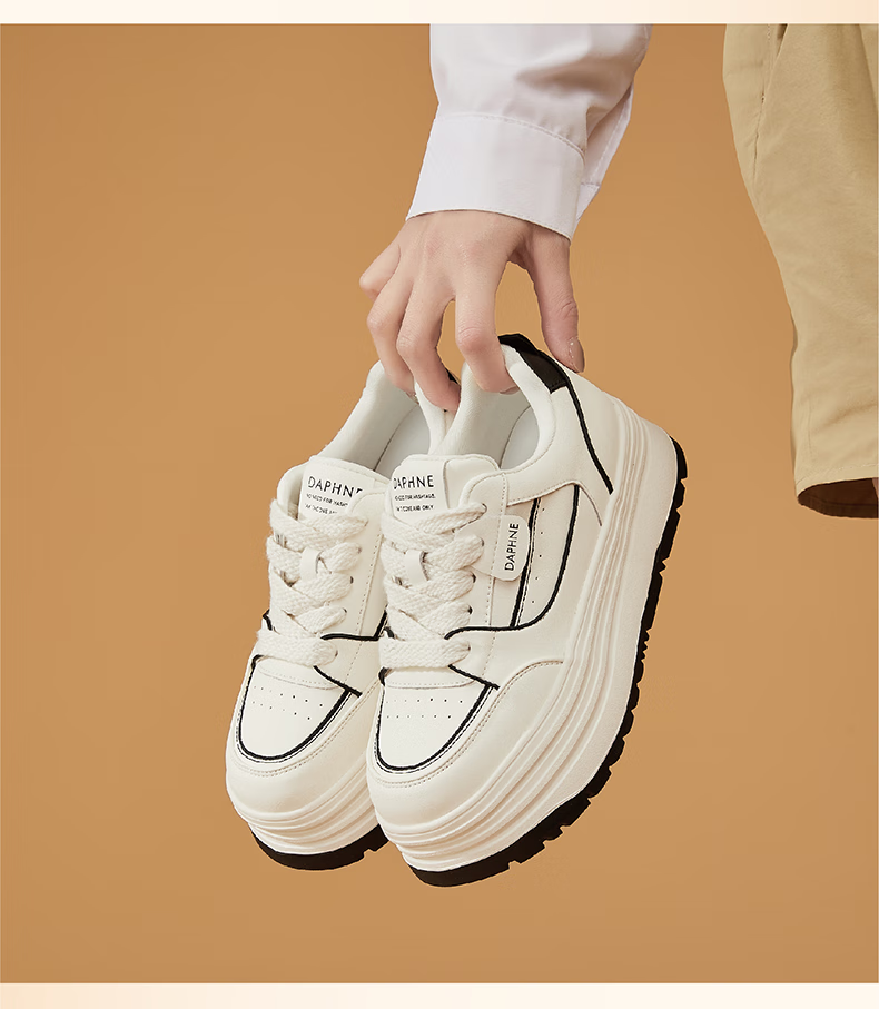 DAPHNE Thick-Soled White Sneakers for Women, 2026 New Summer Lace-Up Shoes, Fashionable Versatile Canvas Shoes for Wome 17