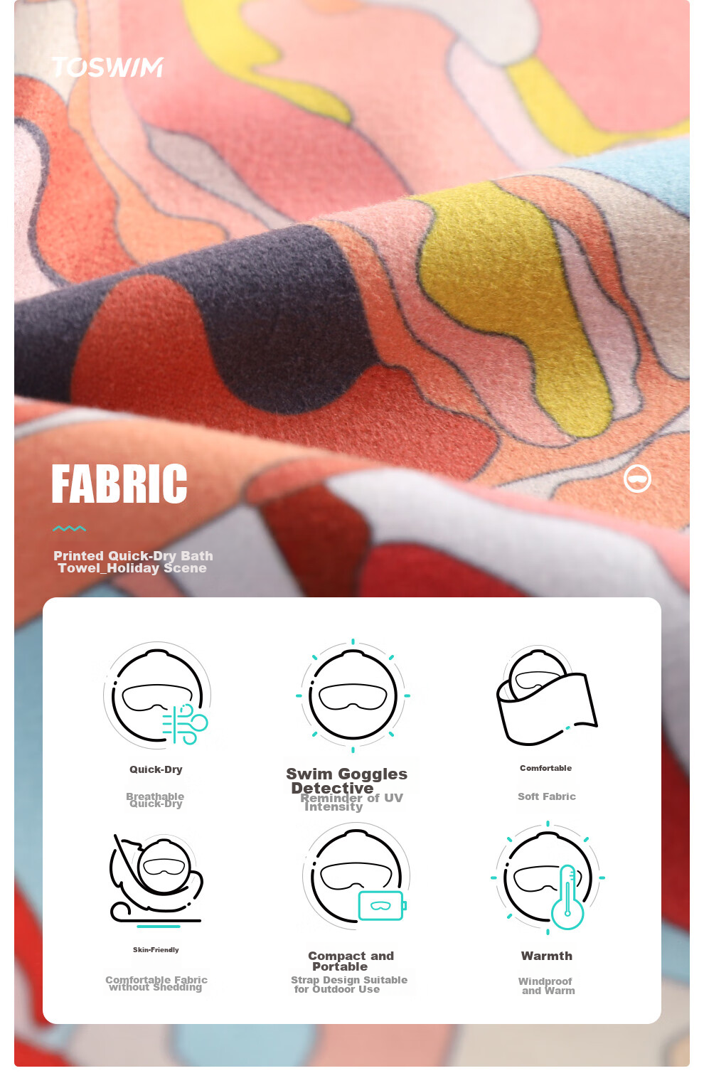TOSWIM Quick-Drying Bath Towel for Swimming, Sports, Fitness, Absorbent Towel for Travel, Fast-Drying Towel for Beach, Trendy Black Garde 2
