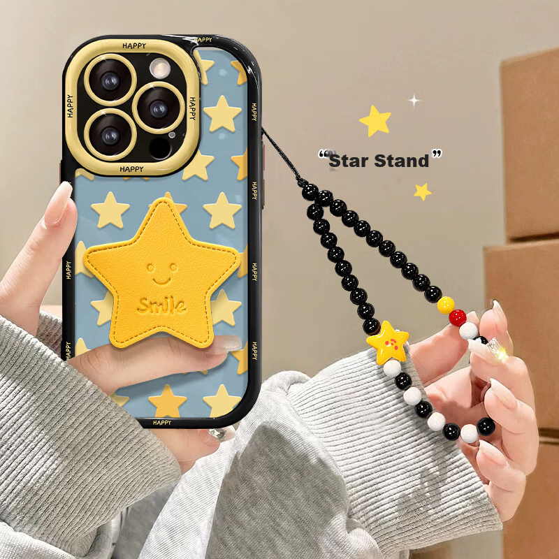 Чехол для iPhone 16 Pro ZiTai, с подставкой и ремешком, противоударный, силиконовый, "Звездная подставка"