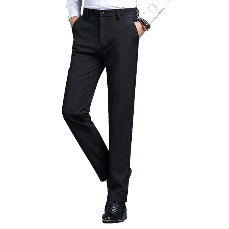 ROMON Men's Summer Thin Trendy Straight Loose Business Elastic Commuter Casual Trousers Blue 32