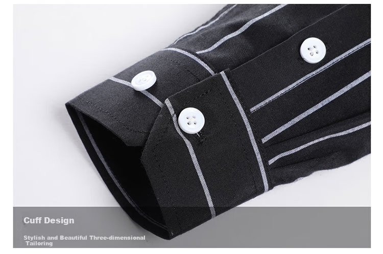 TUCANO Men's Shirt, Spring And Autumn Cotton Comfortable Lapel Long-Sleeve Shirt, Fashionable Striped Top, Men's Clothing, Black XL 14