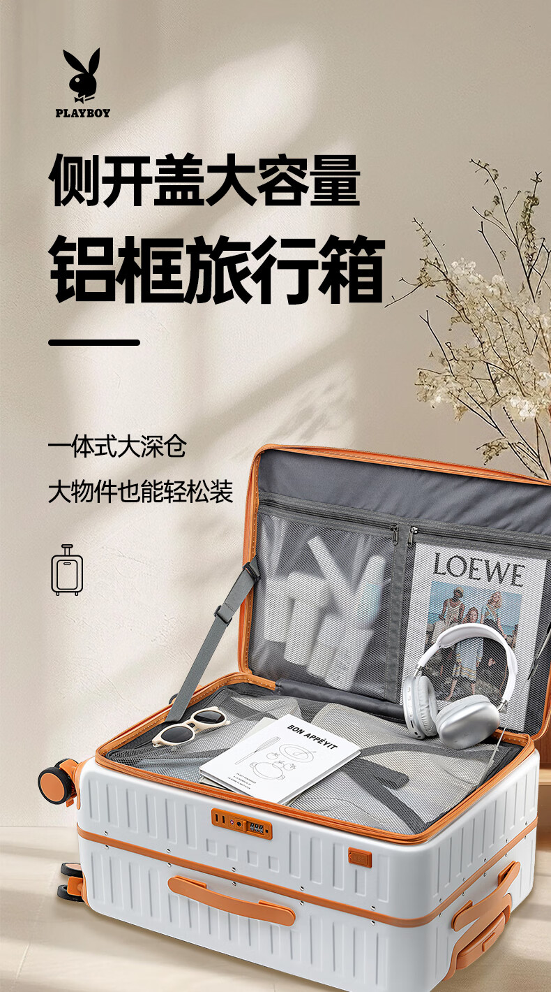 Huahuagongzi Luggage, Carry-On Suitcase with Side Opening And Password Lock, Leather Case for Men And Women, Space Gray, 20 Inches 1