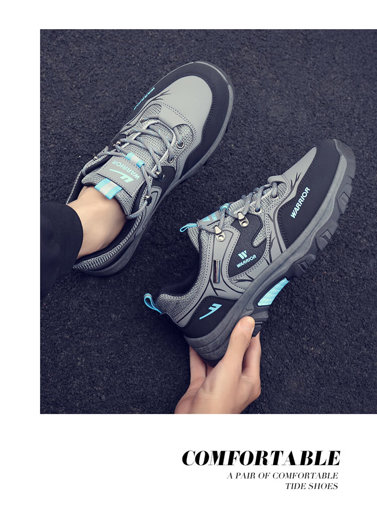 Warrior Men's Summer Breathable Work Office Sports Casual Non-slip Wear-resistant Safety Dad Shoes Black/Grey/Blue 43 15