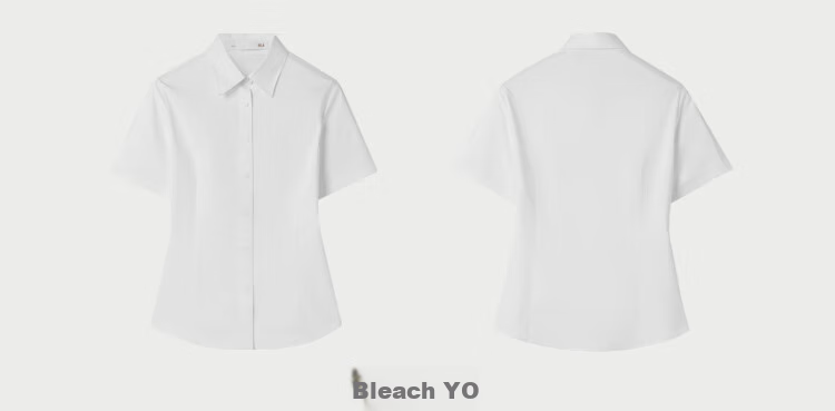 HLA Short-Sleeve Shirt, Summer Business Commute, Solid Color Formal Blouse, Women's Clothing, Bleached, 160/84A (36), Qixi Gift 7