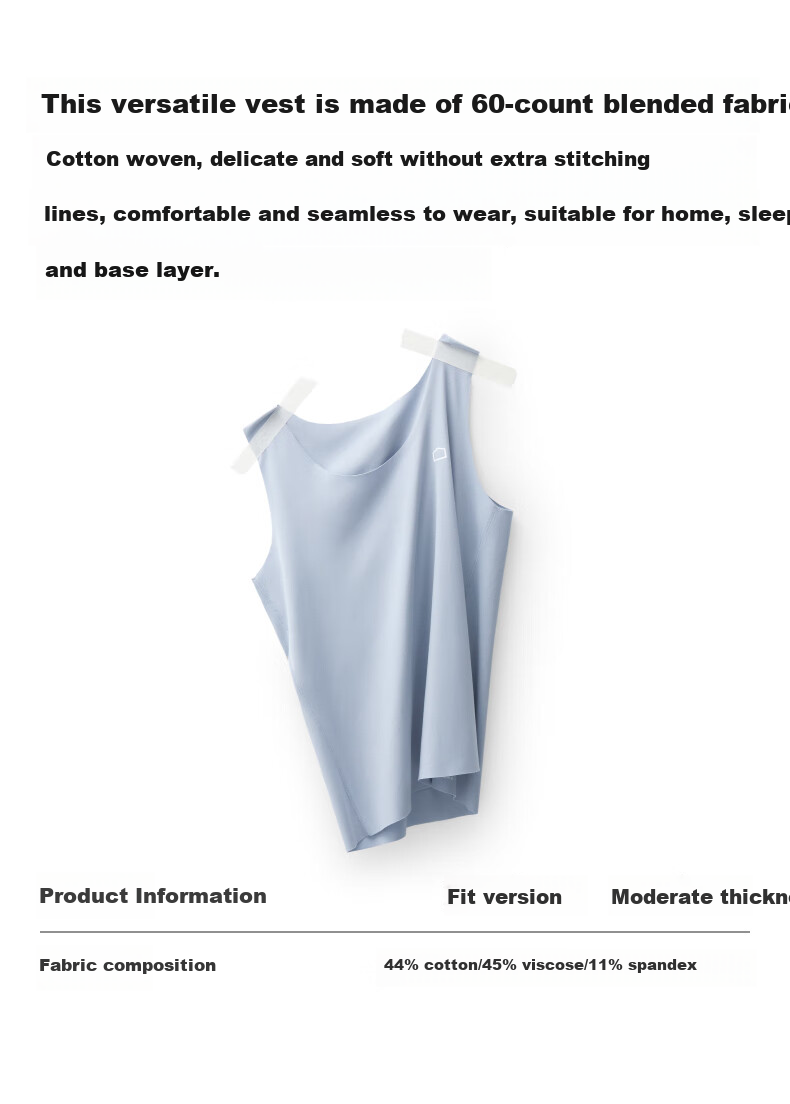 Bananain Cotton 301H Men's Camisole, Seamless, Cuttable, Home Sleepwear, Comfortable, 60-Count Cotton, Breathable Undershirt 1