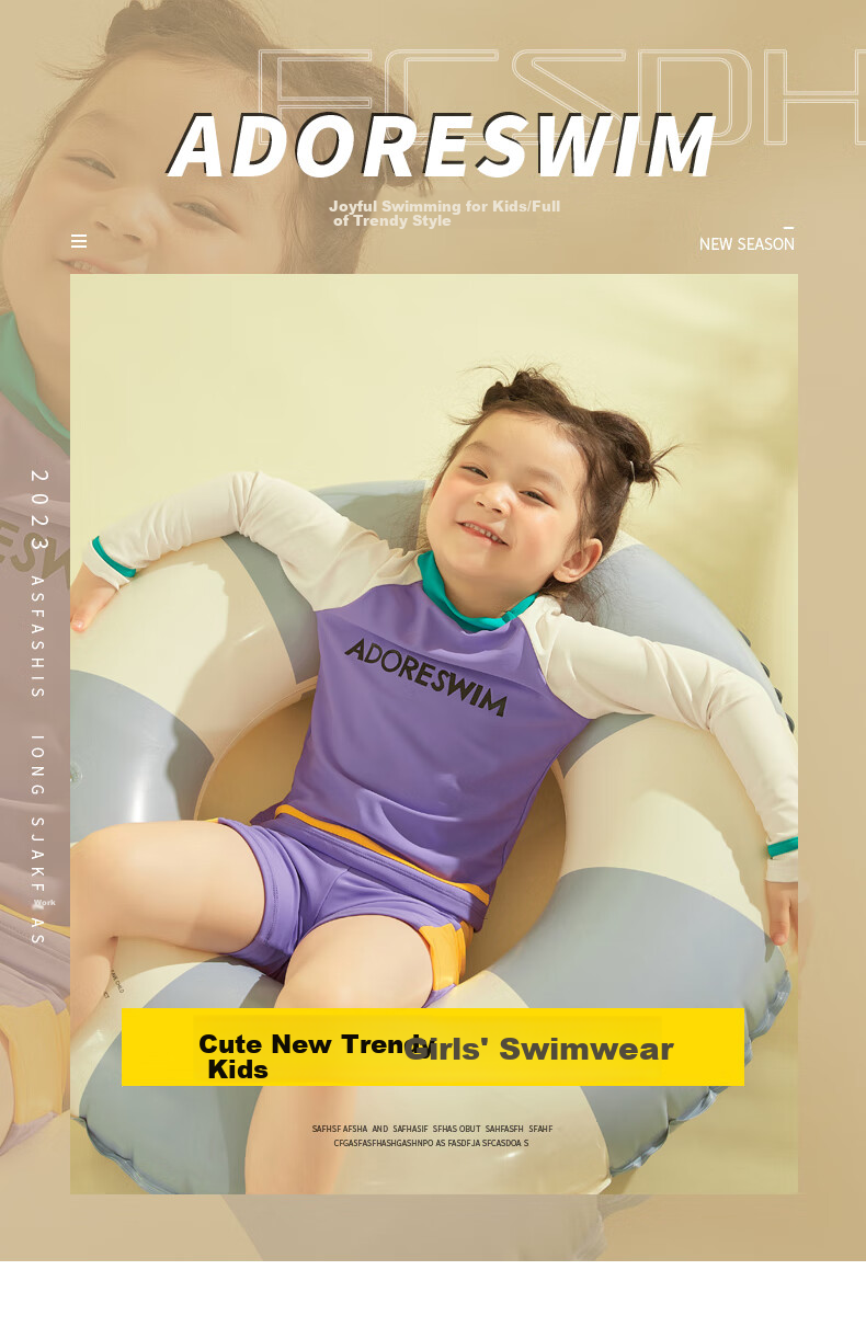 Adoreswim Girls' Two-Piece Swimsuit, 2024 Summer New Style, Children's Professional Swimwear, Long-Sleeve Sun Protection Swim Shorts 1