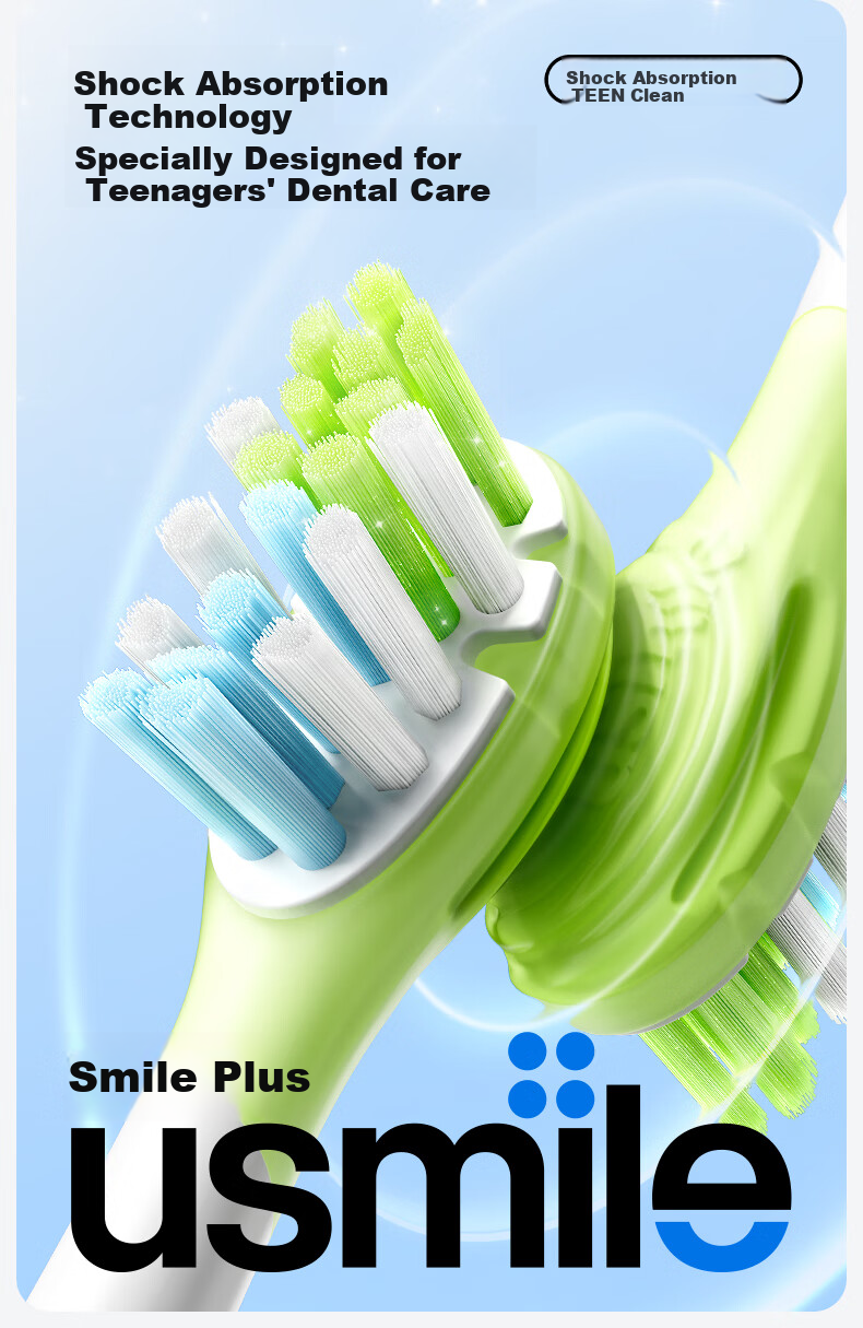 Usmile Electric Toothbrush Replacement Heads for Teenagers, 4 Pack, Extra Strong Anti-Cavity Protection, Compatible with T10 Teen Electric Toothbrush 6
