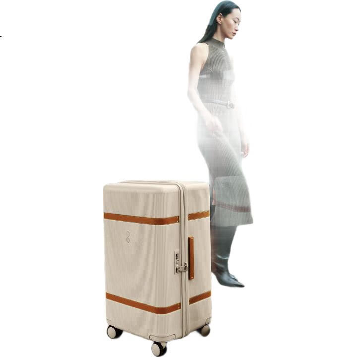 Чемодан Echolac TRUNK PC237K, 26 дюймов, цвет молочный чай, поликарбонат, с TSA-замком и 8 колесами