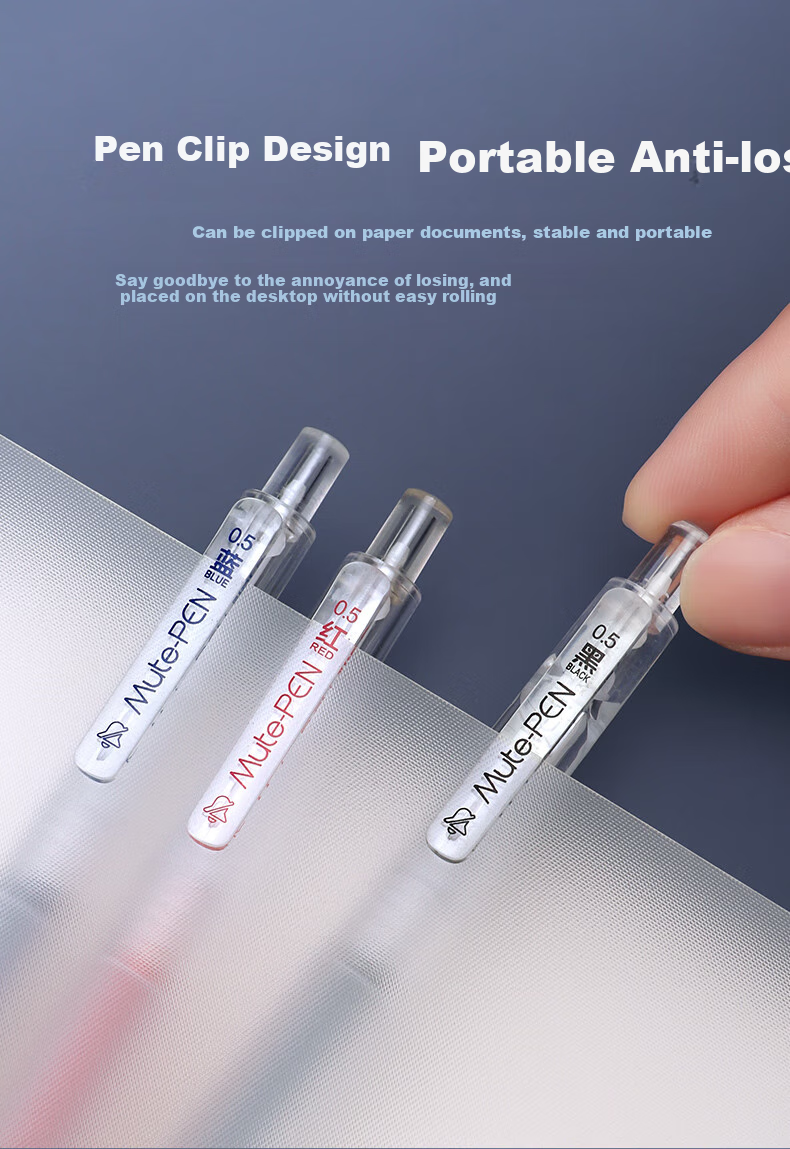 BAOKE PC1949 Silent Retractable Gel Pen 0.5mm Black AS Tip, Transparent Barrel, Exam Pen, Signature Pen, 12 Pens/Box 7