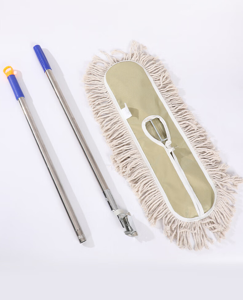 MEIJIARIJI Commercial Large Flat Mop 60cm Dust Push with 1 Cloth Cotton Canvas Wet and Dry Dual-Use Hospital Cleaning Mop 1
